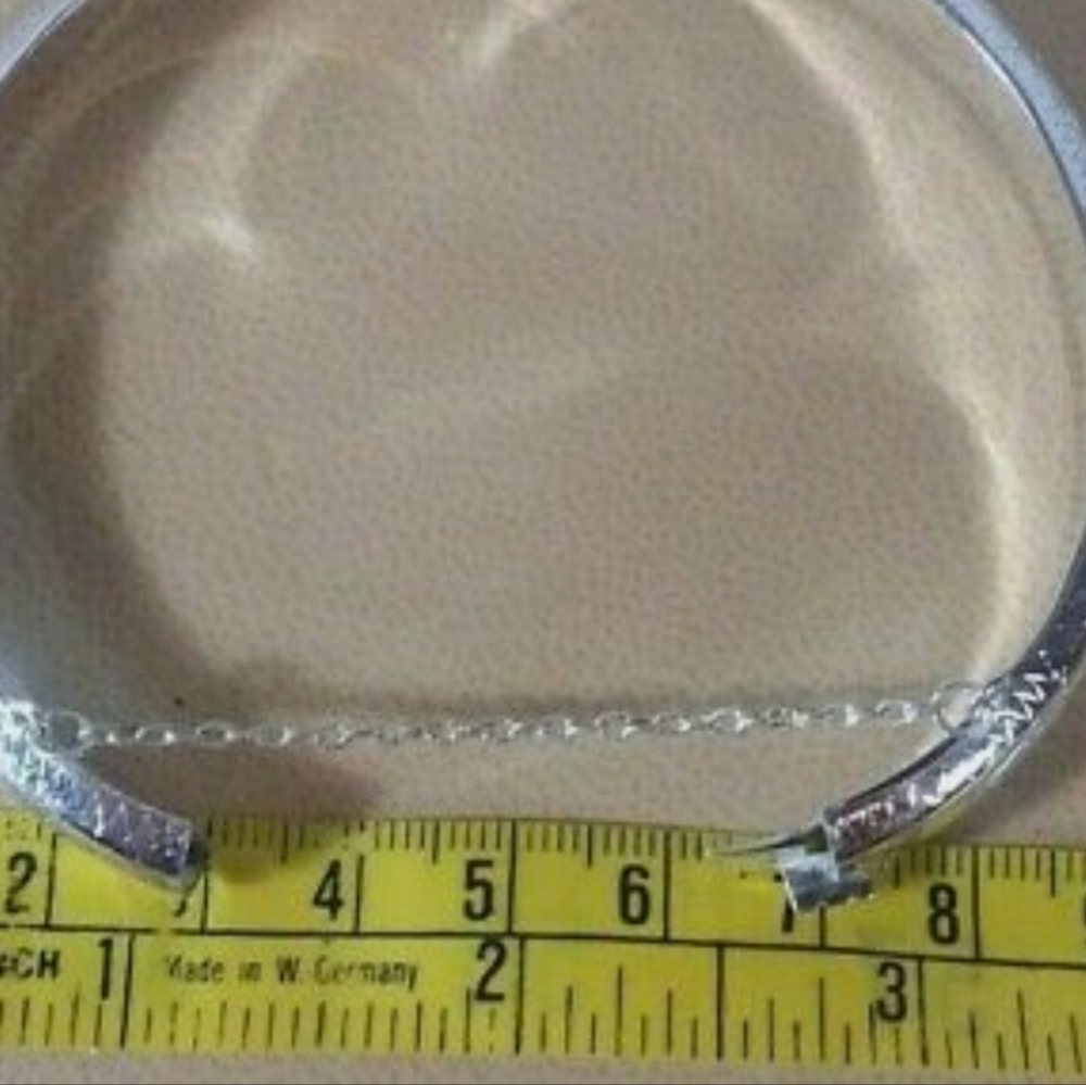 Vintage - Sterling Silver Floral Etched Women Hinged Bangle Bracelet in 10mm - Picture 6 of 8